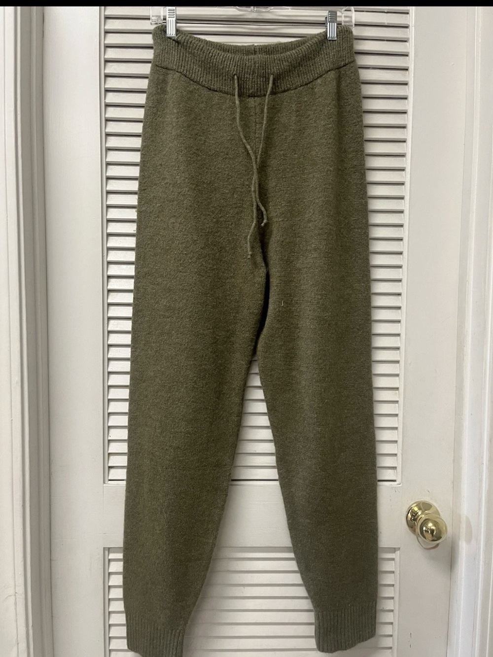 MNG women joggers Knit Drawstring Joggers in Olive SMALL